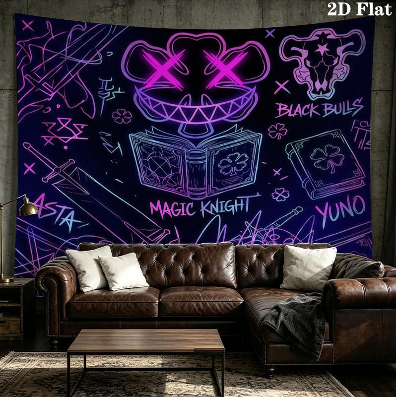 Black Clover Wandteppich Ästhetischer Wandbehang Bedruckter Stoffdecke Dekorative Wandteppiche Für Schlafzimmer Wohnzimmer Heimdekoration