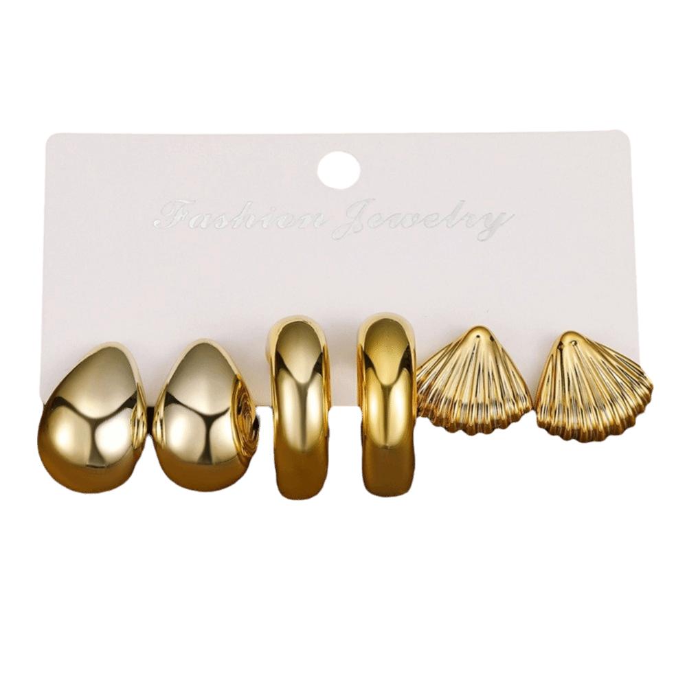 Starfish Starfish Earrings Golden Seashell Dangle Earrings Retro C-Shape Earrings Set  Summer