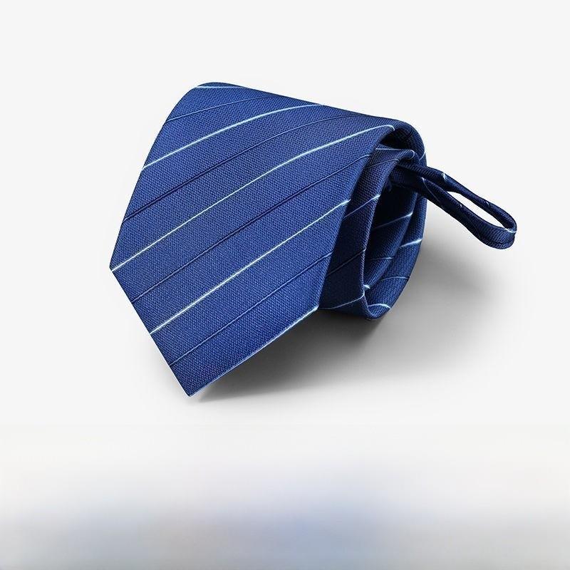 Polyester Striped Tie For Men Business Formal Wear With Zipper Closure For Office And Wedding