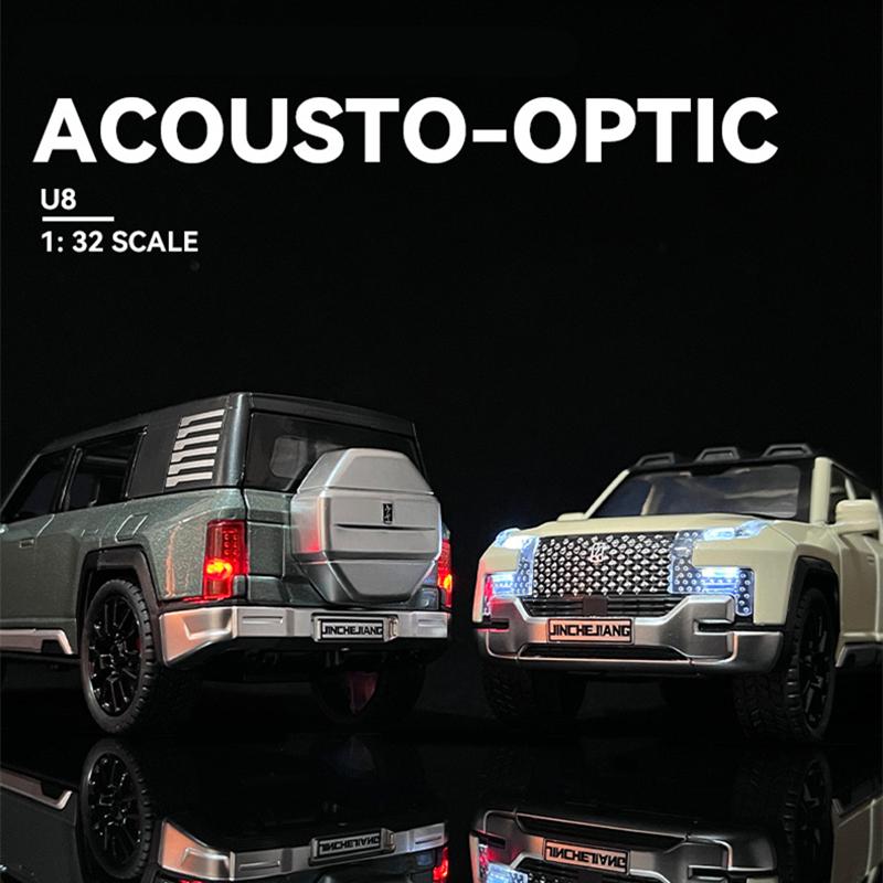 1/32 BYD Look Upat U8 SUV-Legierungsautomodell aus Druckgussmetallspielzeug Geländewagenautomodellsimulation Ton und Licht Kindergeschenk