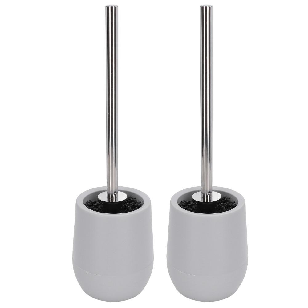 Gray White Toilet Brush Set Lockable Thread Toilet Brush and Holder  Bathroom Washroom
