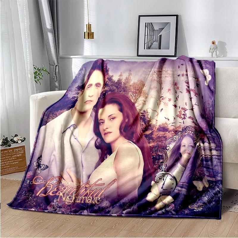 Twilight Movie Printed Blanket Vampire Love Story Flannel Throw Blanket Werewolf Soft Lightweight Warm Blanket Bed Sofa Cover