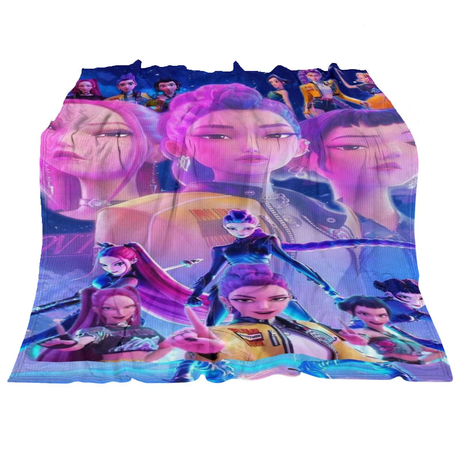 Soft Flannel Blanket Demon Slayer Inspired Design Lightweight Cozy Throw Blanket for Nap and Home Use 100x130 cm One Size