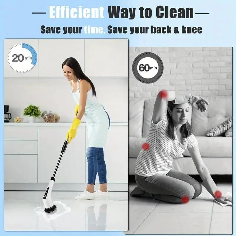 Electric Bathroom Cleaning Brush 9-in-1 Wireless Household Rotation Cleaning Brush for Bathroom Kitchen Toilet Cleaning Scrubber