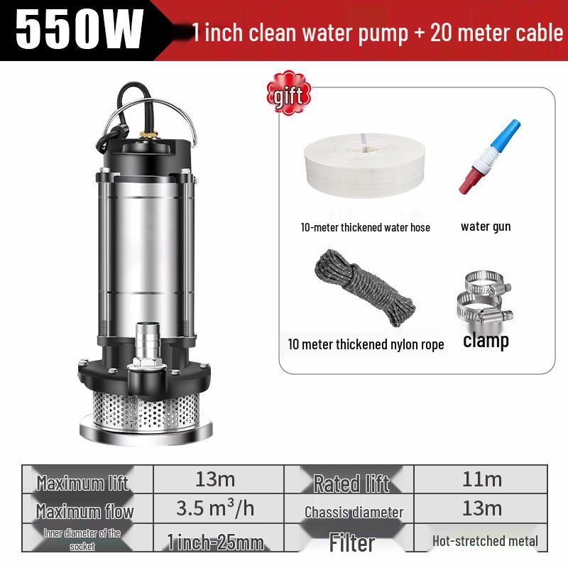 220V Hochleistungs-Tauchpumpe für Haushalt und landwirtschaftliche Bewässerung