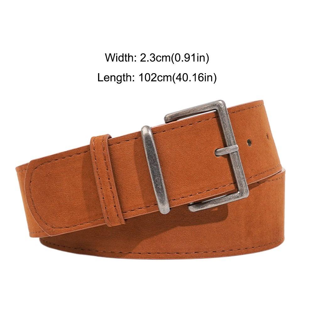 Casual Suede Leather Belt Pin Buckle Waistband Versatile Thin Waist Belt  For Women