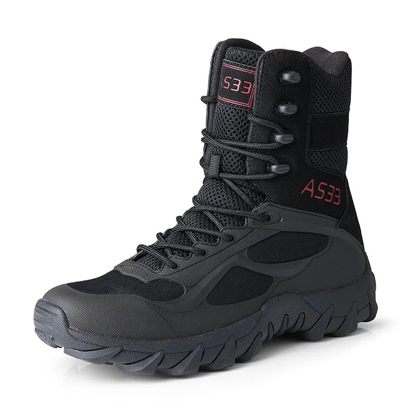 Fashion New Men Shoes High Quality Leather Boots Tactical Desert Combat Boots Men's Outdoor Hiking Shoes Work Safty Ankle Men Boots
