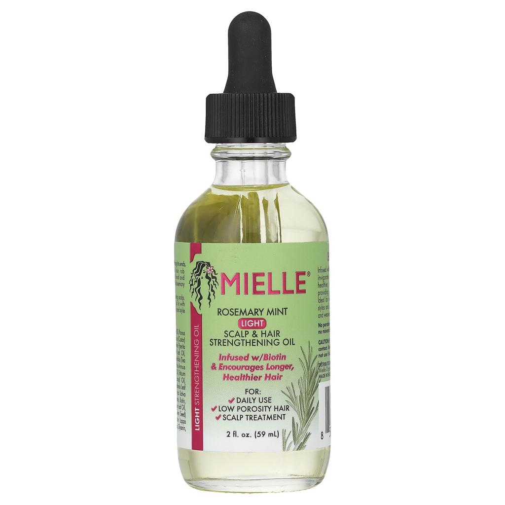 Mielle Lightweight Scalp and Hair Strengthening Oil, Rosemary Mint, 2 Fl Oz (59 Ml)
