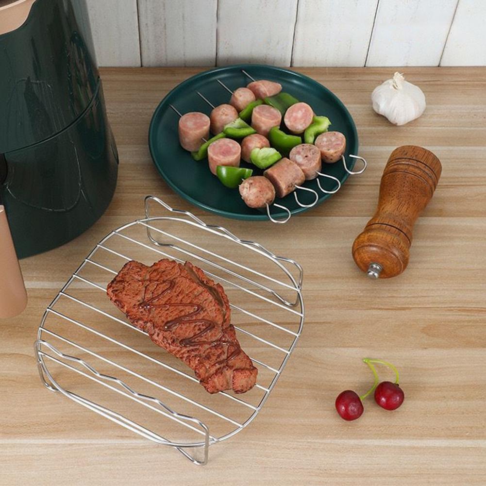 Air Fryer Stainless Steel Rack Tray&Steaming Racks Air Fryer Tools Baking Pan BBQ Gril Baking Cooker Accessories Cooking Tools