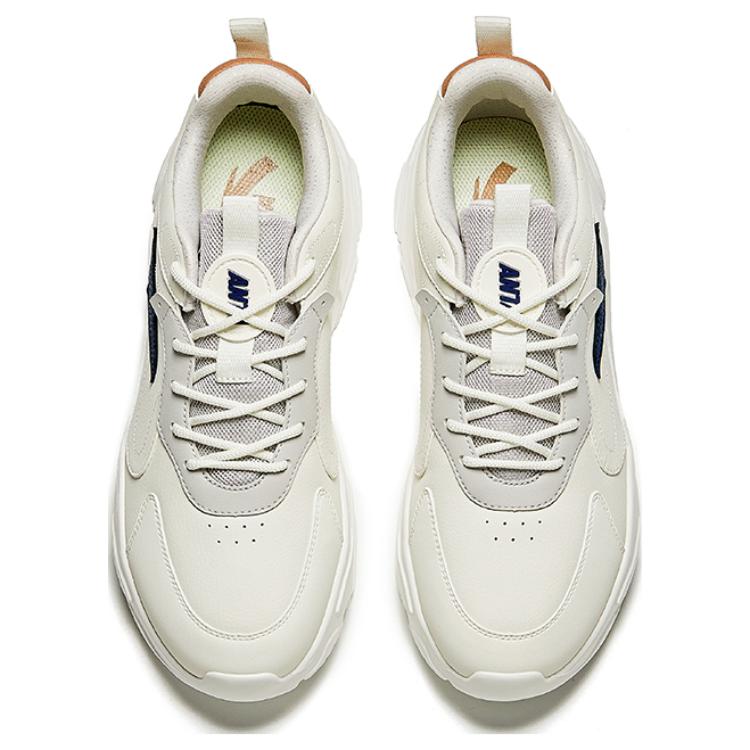 Anta Lifestyle Series Simple Comfortable Non-Slip Wear-Resistant Low-Top Casual Shoes Men Casual Shoes White Gray Blue 112438892S-4