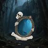 Vintage Skeleton Mirror Frame Statue Gothic Halloween Skull Hold Mirror Figurine Resin Skeleton Sculpture for Shelf Mantel Home Office Decor