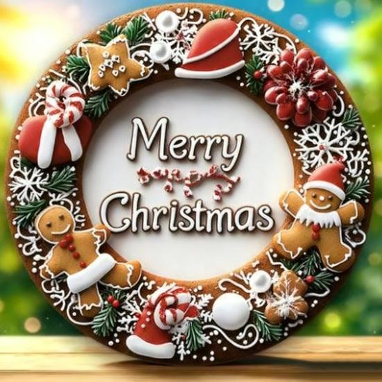 2D Merry Christmas Wooden Sign Red Black Plaid Gingerbread Man Wall Hanging Decor Front Door Porch Home Holiday Decorations