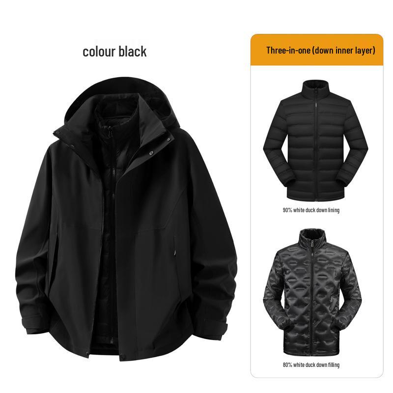 Stone Style Waterproof Shell Jacket with Down Layer and Custom Logo Print