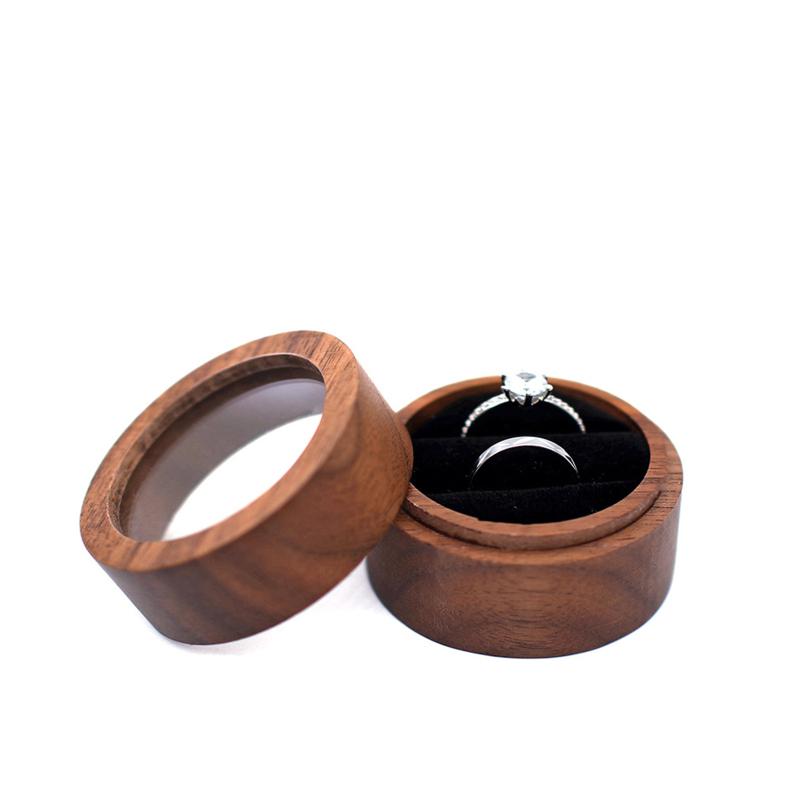 Ringetui aus Holz mit offenem Fenster, transparente Schmuckschatulle für Heiratsantrag, Verlobung, Hochzeitszeremonie