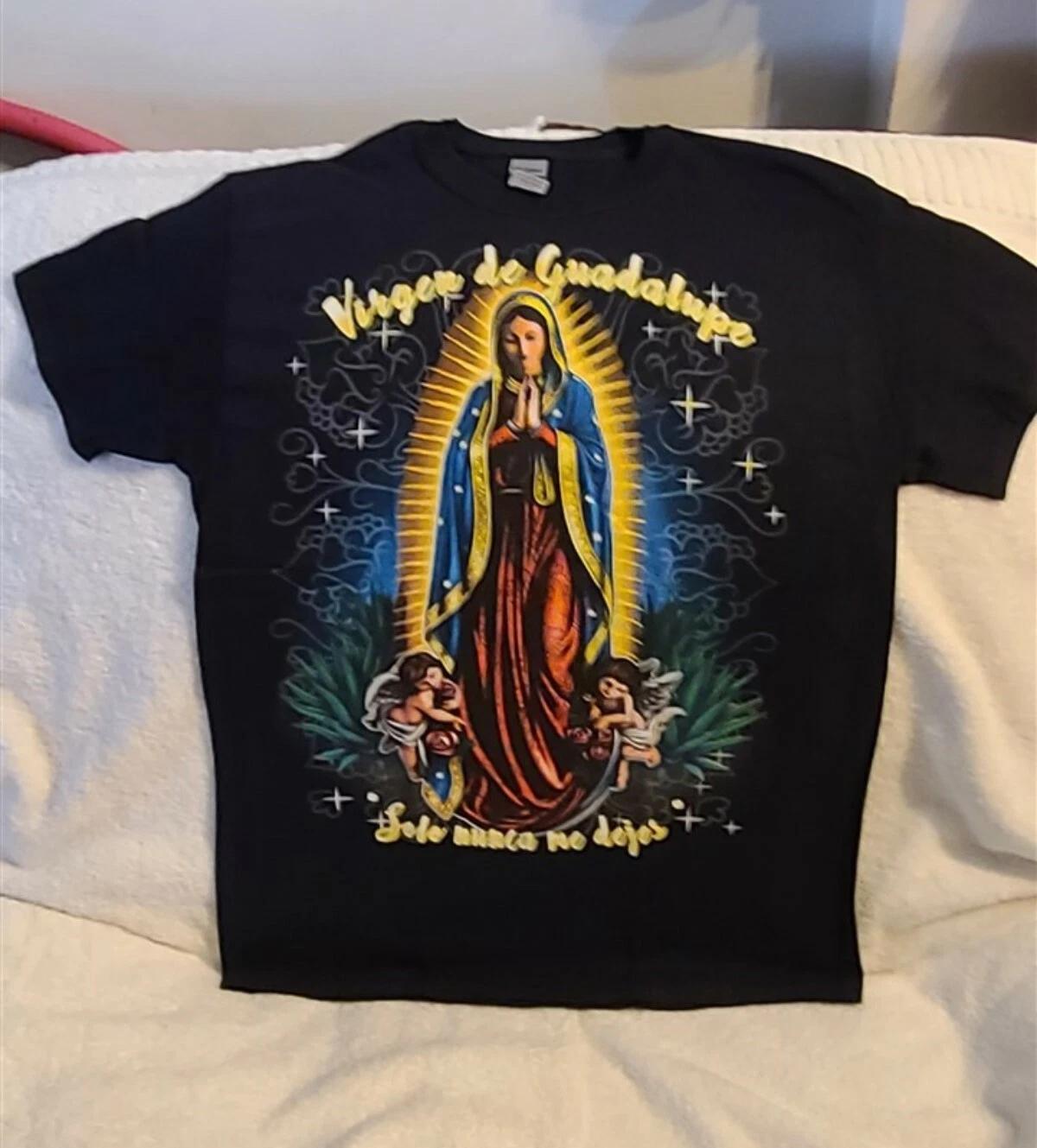 VIRGEN DE GUADALUPE PRAY STAR STARS CHERUB RELIGION VIRGIN MARY T-shirt M