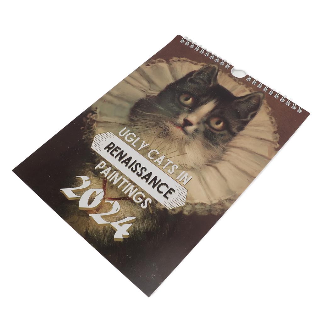2024 Wandkalender süße hässliche Katzen verschiedene Bilder sichere Papier Katze Kalender für Familie Offi