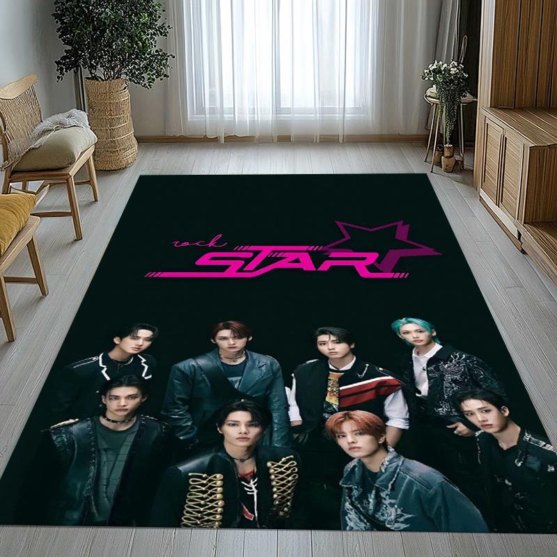 HD Stray Kids Kpop Star Living Room Non-Slip Area Rug Soft Carpet for Bedroom Kids Playroom Sofa,Home Decor Doormat Gift