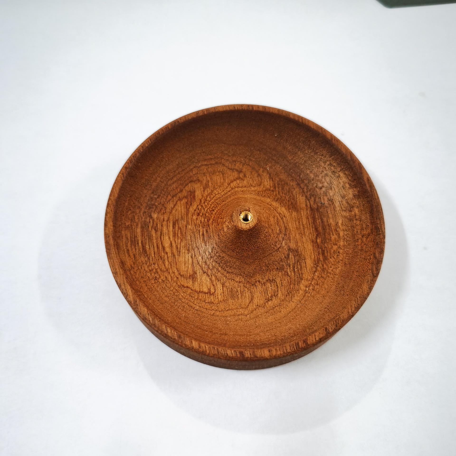 Handmade Round Incense Holder - North American Black Walnut Wood Burners & Agarwood Tray Base, for Tea Ceremonies