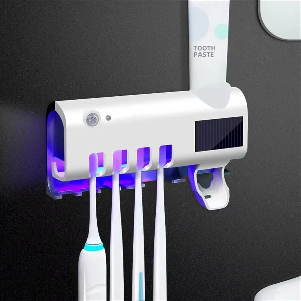 New Solar Ultraviolet Toothbrush Sterilizer Wall Mounted Toothbrush Holder Automatic Toothbrush Holder Bathroom