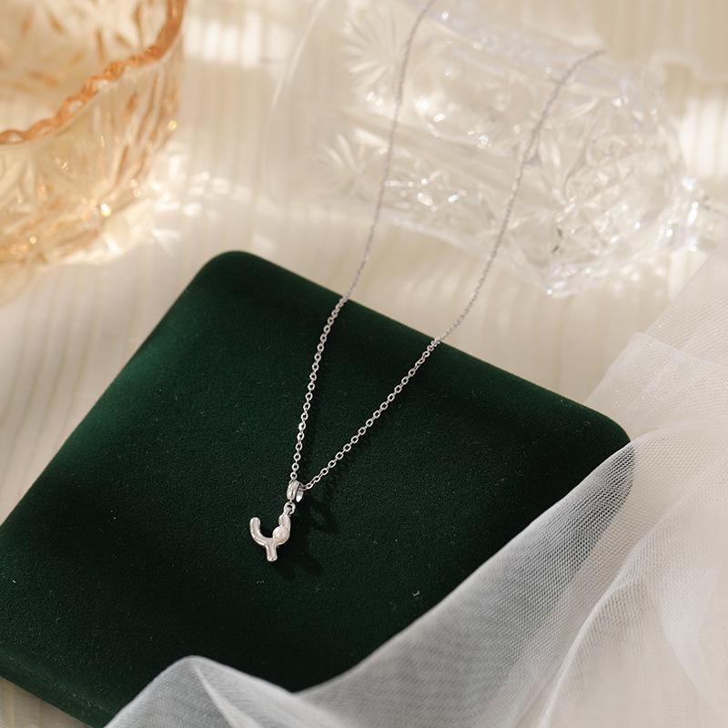 Banyan Tree S925 Silver Alphabet Pendant Necklace - Minimalist Clavicle Chain for Women, Fashionable and Versatile.
