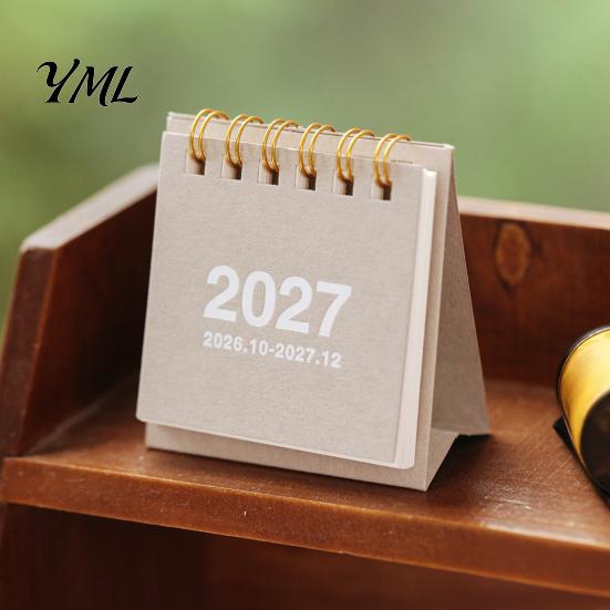 Kompakter Tischkalender für Zuhause, Mini-Schreibtisch 2026-2027, Okt 2026 bis Dez 2027, Stehend, zum Umblättern, Kleines tragbares Schreibtisch-Dekorationsobjekt-Kalender, 14 Monate