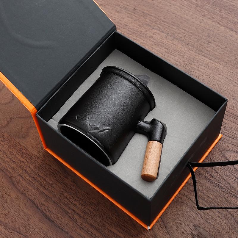 Cana de Ceai cu Filtru Ceramic Cană de Separare a Ceaiului Cană Ceramică de Birou cu Capac Cană Suvenir