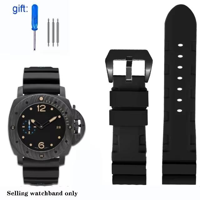 Soft Silicone Rubber Watch Band For Panerai SUBMERSIBLE PAM 441 359 Series 22mm 24mm Men's Watch Strap Orange Watch Accessories
