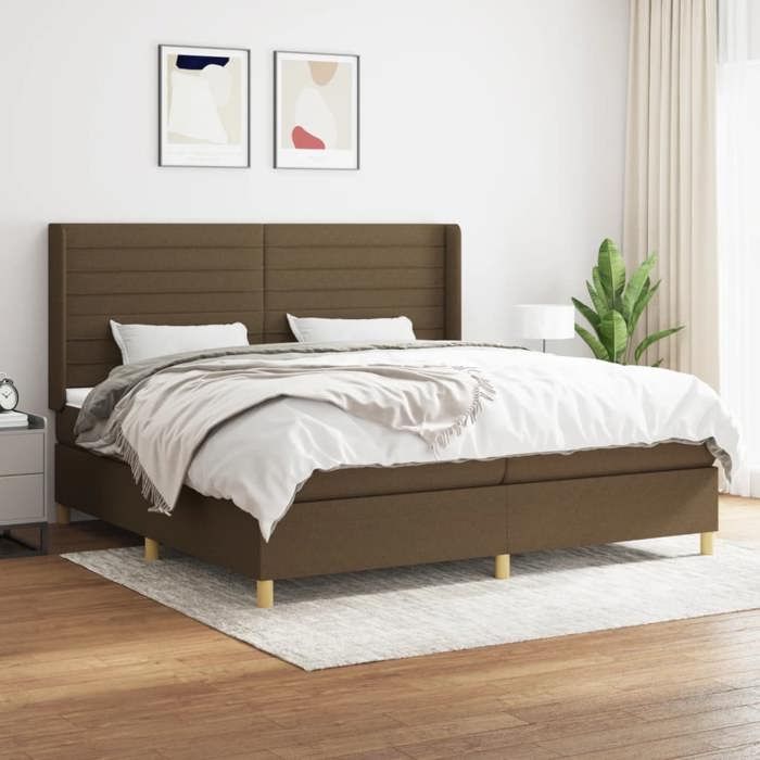 Maison Exclusive - Sommier à lattes de lit avec matelas Marron foncé 200x200 cm