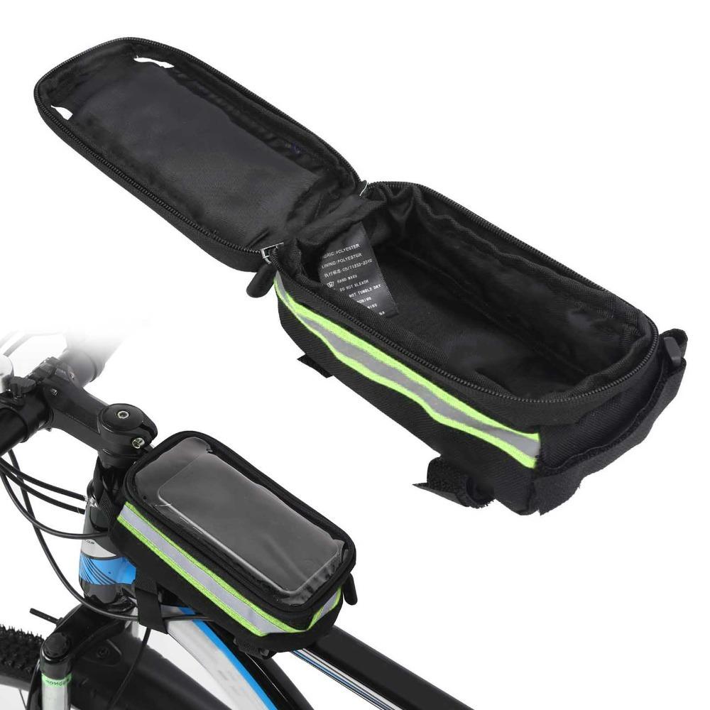 Easy Installation Bicycle Phone Bag Hook and Loop Straps Bike Top Tube Bag  City Bike Use