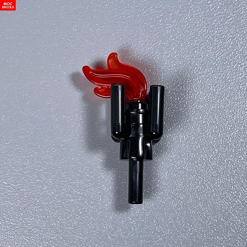 MOC Blocks Trans Leather Flame Fire Torch 2566 64647 4cm Figure Construction Bricks DO IT YOURSELF Playthings Ideal For Kids Dolls Gifts