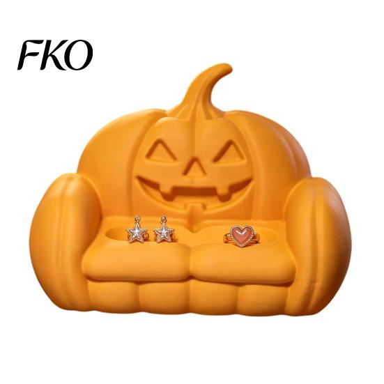 Realistic Pattern Jewelry Dish Halloween Tray, 3D Printed Ghost Pumpkin Couch Shaped Trinket Dish, Durable Holiday Serving Tray Gothic Small