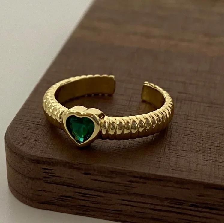 Ring Zircon Heart Rings For Women Cute Fine Jewelry Minimalist Adjustable Accessories Gift  HipHop Party Wedding Creative
