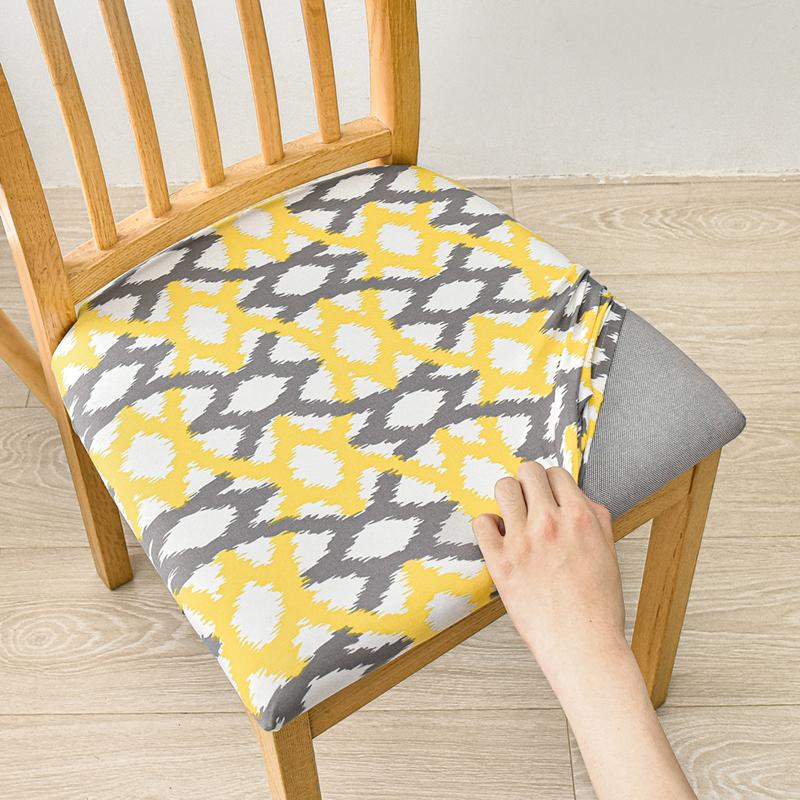 Stretch Square Chair Seat Cushion Cover With Elastic Bottom Chair Slipcover for Kitchen Hotel Banquet Dining Room Home Decor