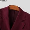 INCERUN Men Long Sleeve Front Cross Irregular Corduroy Short Blazer Coats