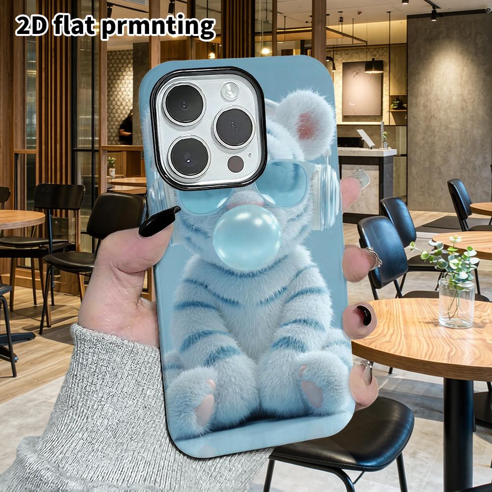 Phone Case: 2D Flat Design Suitable for iPhone 18, 17, 16, 15, 14, 13 Pro Film Protective Case, Couple Style, Tiger Plush, Christmas and Halloween Gif