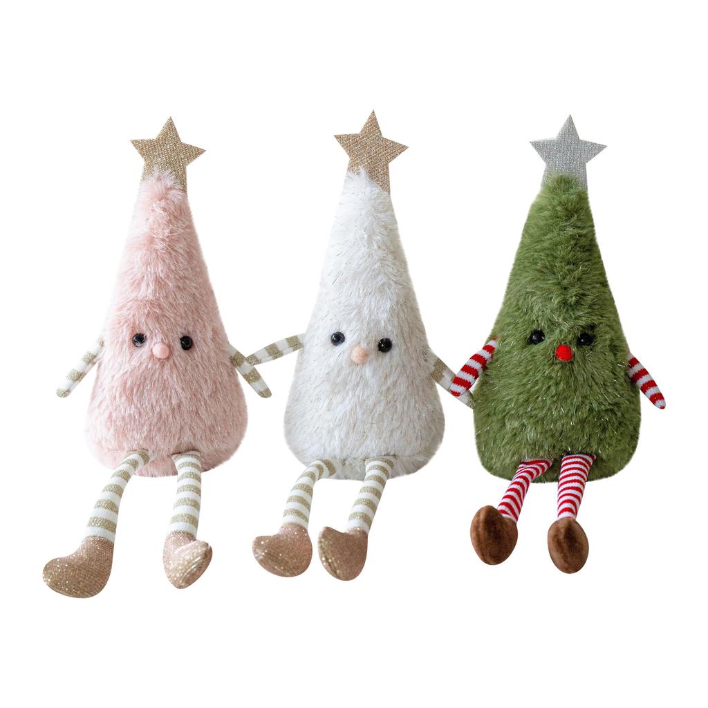 Cute Christmas Tree Figurine Ornament- Green Fabric Holiday Decor For Home Living Room Perfect For Xmas New Year Winter Parties