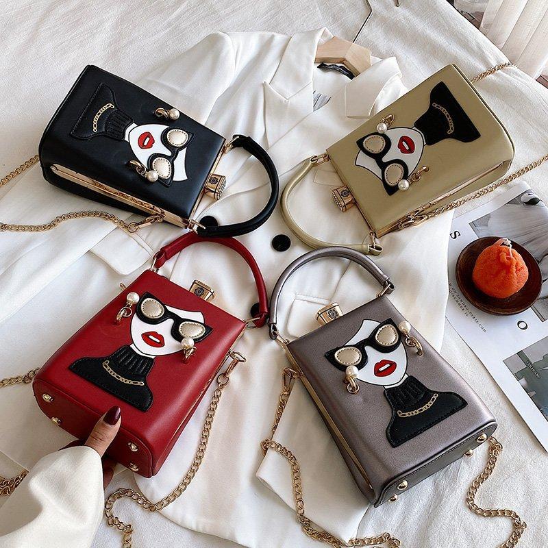 Street Style Pu Small Square Bag With Chain Strap For Daily Use