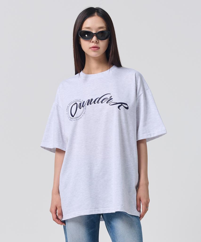 OUNDERR 3D Logo Print Short Sleeve T-Shirt (White Gray)