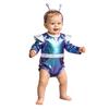 Baby Girls Color Block Alien Outfit Long Sleeve Press Button Crotch Metallic Romper Photography Costume