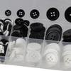160 PCS DIY Craft Projects Resin Buttons 5 Sizes 4-Hole Black Buttons Blcak,White Resin Button Holiday Decoration