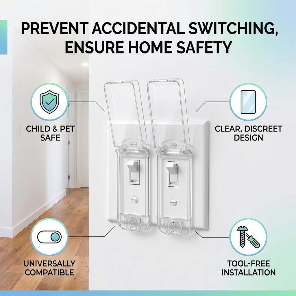 2PCS Light Switch Guard Cover Child Proof Wall Switch Cover with Wall Plate Screws Keeps Lights Or Switches From Being