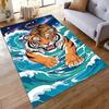 Fierce Tiger On Ocean Waves Non-slip Rug Suitable for Living Room and Bedroom Sofas