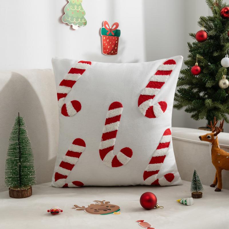 45x45cm Santa Claus and Snowflake Decoration Pillow Cover, Light Luxury and Simple Sofa Cushion Cover Without Pillow Insert