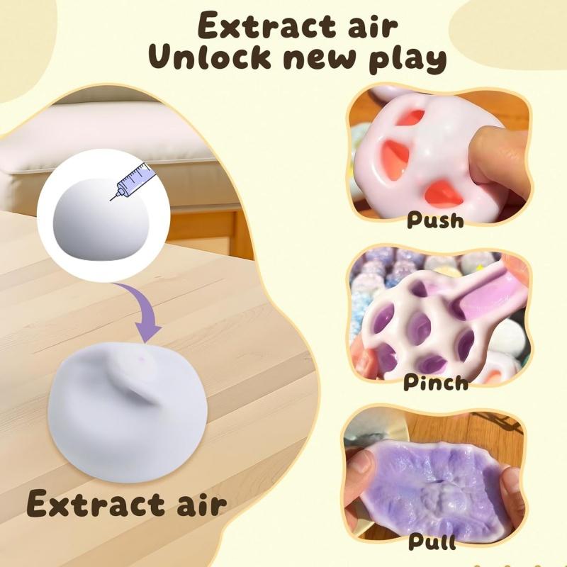 Texture Squishies Palline Antistress con Pompa ad Aria Modellabile Sfera Glutinosa a Vuoto per Sollievo dallo Stress Giocattoli Fidget da Spremere Gadget per Feste