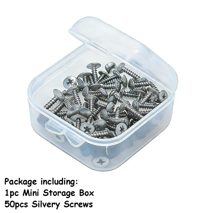 50pcs Electric Guitar Bass Pickguard Screws & 1pc 3.5cm Mini Storage Box Universal Guitar Screws Musical Instrument Accessories