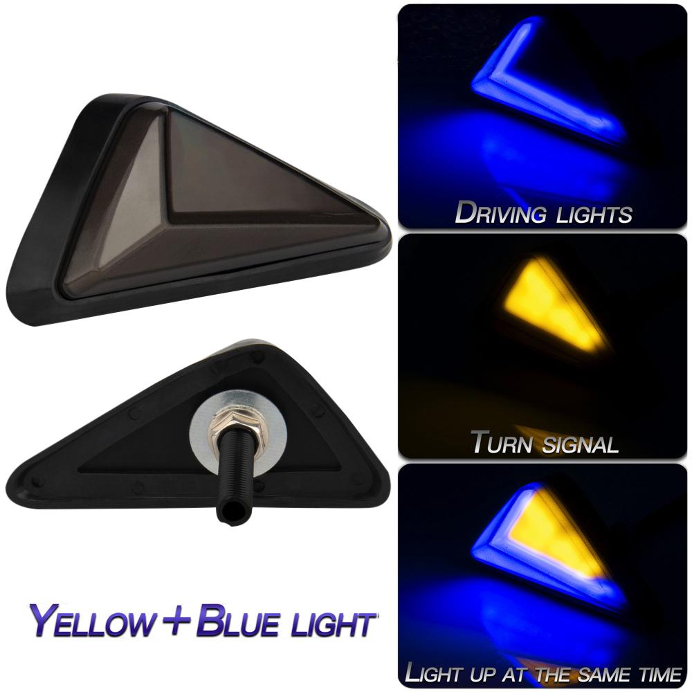 2pcs Motorcycle LED Turn Signal Light Universal Triangle Waterproof Indicator Flashing Light Embedded Signal Light