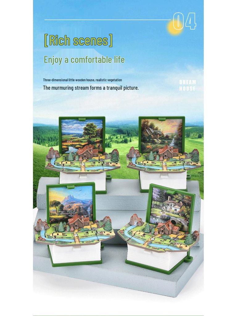Brelok 3D Pop-up Drewniana Chata: Kreatywna składana książeczka dla dzieci