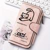 Women Black Striped Kitten Long Wallet Multi Functional Snap Closure Coin Purse Cat Lover Birthday Gift Funny Design Holiday Present Outdoor Daily