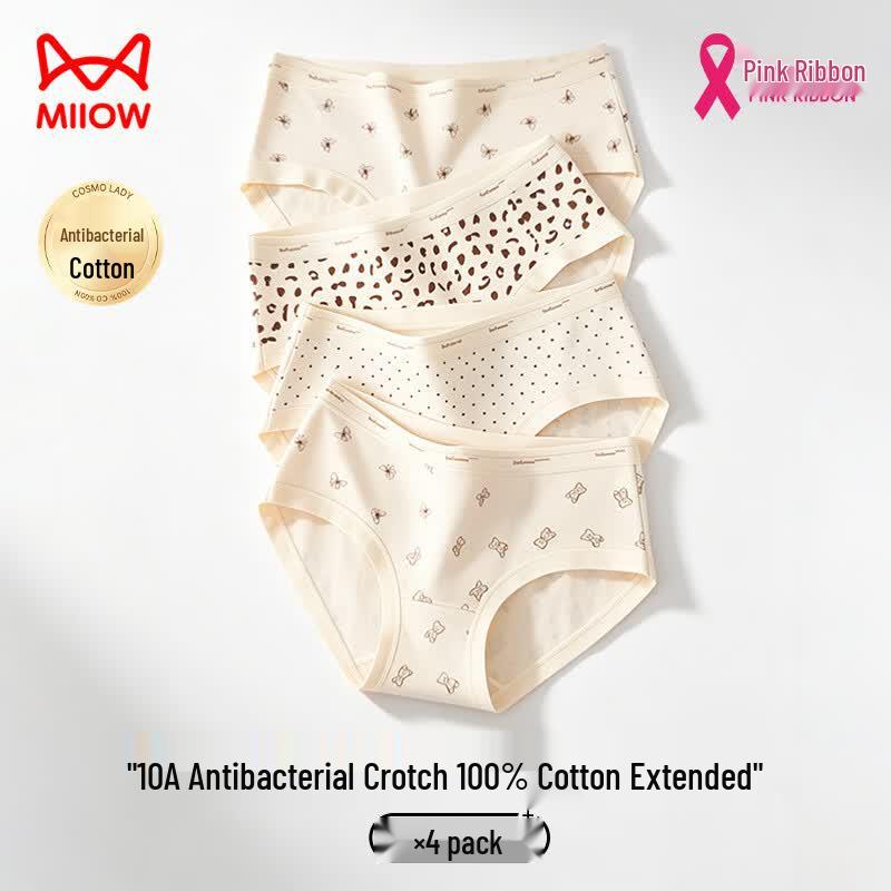 Miiow Women's Cotton Antibacterial Printed Panties (4-Pack)