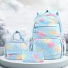 Cartoon Backpack Set 3-Piece Large Capacity School Bag with Lunch Pouch for Kids Girls Boys Elementary Students